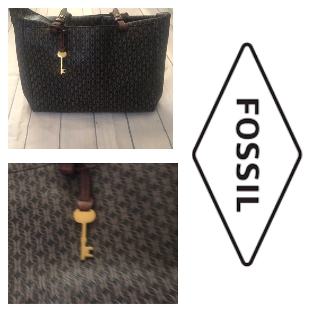Fossil Black and Brown Tote Bag
